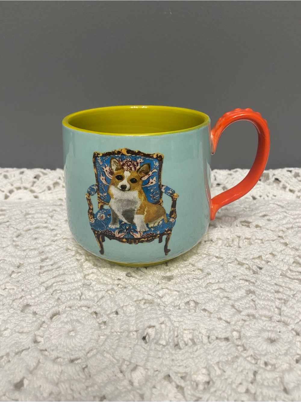 Raphael Balne, ANTHROPOLOGIE Corgi Dog Coffee Mug/Tea Cup Italian Artisan Kitchi